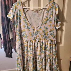 Lemon Summer Dress w/ Matching Scrunchie Size 1X